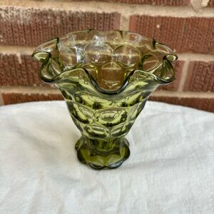 Imperial glass Co. HEISEY provincial green Bud Vase 5.25” Made in USA